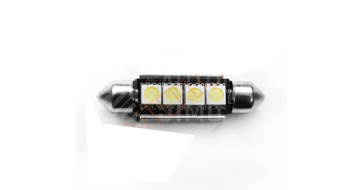 Superlight LED žárovka sufit 12V 39mm 4 led diody SMD 5050 CAN BUS bílá